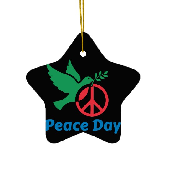 Peace Day Dove with Olive Branch Ceramic Ornaments