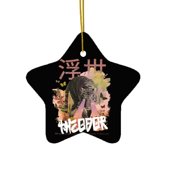 Mystical Tiger with Kanji & Boy Name THEODOR Ceramic Ornaments