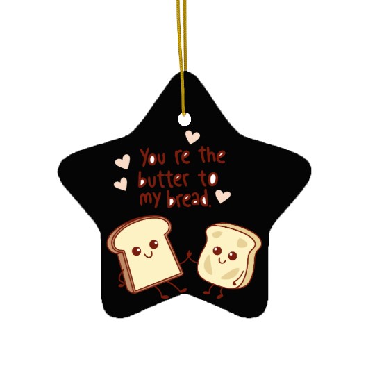 Cute Bread and Butter Kawaii Valentine Design Ceramic Ornaments