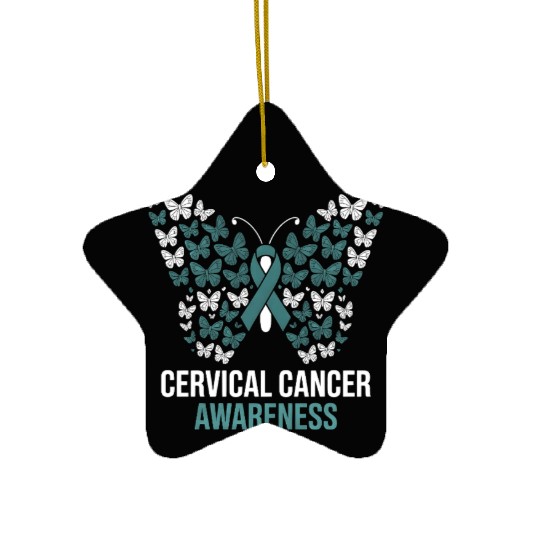 Cervical Cancer Awareness Butterfly Design Ceramic Ornaments