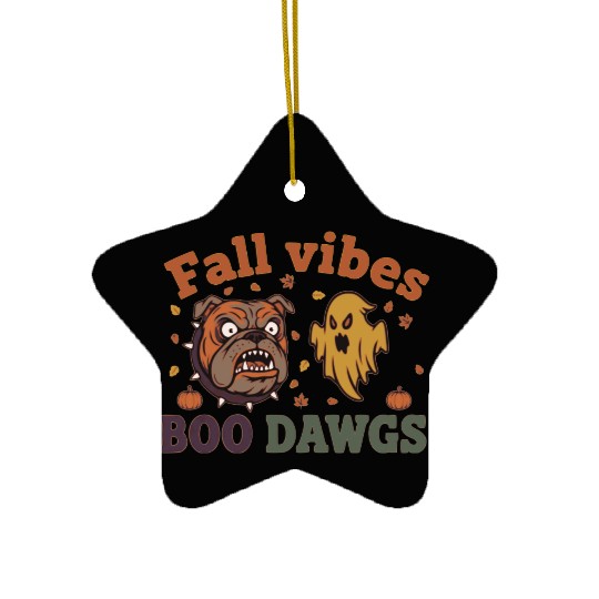 Fall vibes | Halloween Bulldog Ghost  Ceramic Ornaments