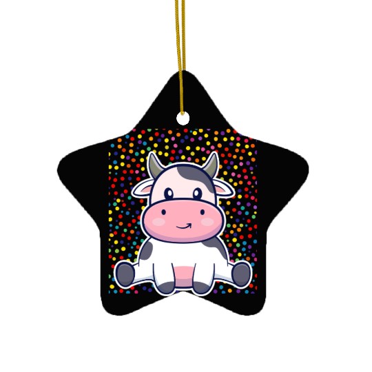 Cute Cartoon Cow with Polka Dots Ceramic Ornaments