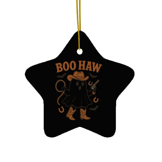 Country Ghost Cowboy Halloween Design Ceramic Ornaments