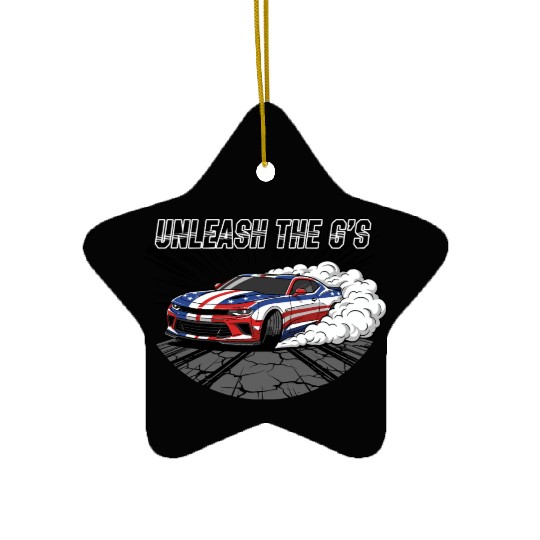Patriotic American Muscle Car Ceramic Ornaments