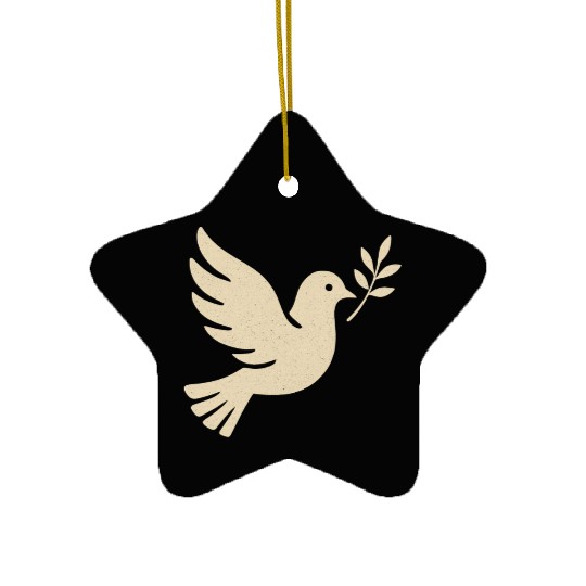 Elegant Dove with Olive Branch Design Ceramic Ornaments