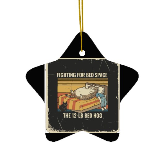 Fighting for Bed Space Cat Design Ceramic Ornaments