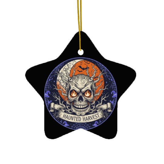 Haunted Harvest Halloween Design Ceramic Ornaments