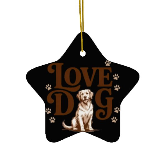 Adorable Labrador Love Illustration Ceramic Ornaments