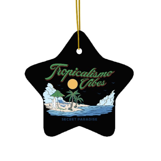 Tropical Island Escape Design Ceramic Ornaments
