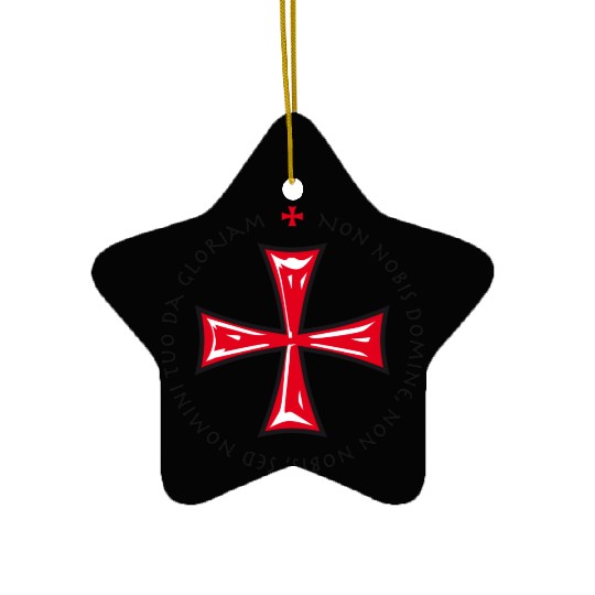 Cross Knights Templar Crusader non nobis domine Ceramic Ornaments