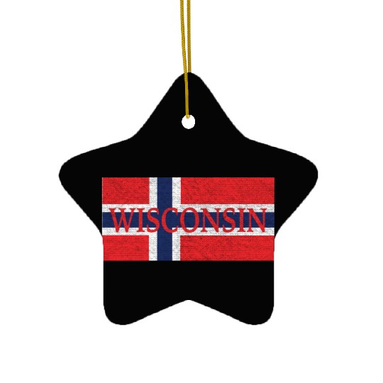 Wisconsin Norwegian Flag Ceramic Ornaments