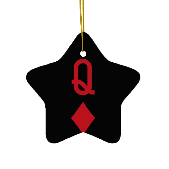 Queen of Diamonds Red Playing Card Ceramic Ornaments