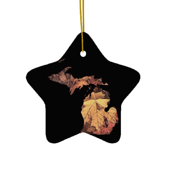 Michigan Autumn Fall Leaves Ceramic Ornaments