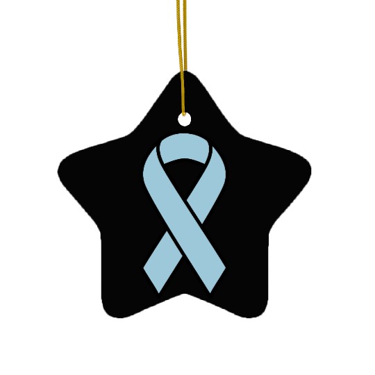 Light Blue Prostate Cancer Ribbon Ceramic Ornaments