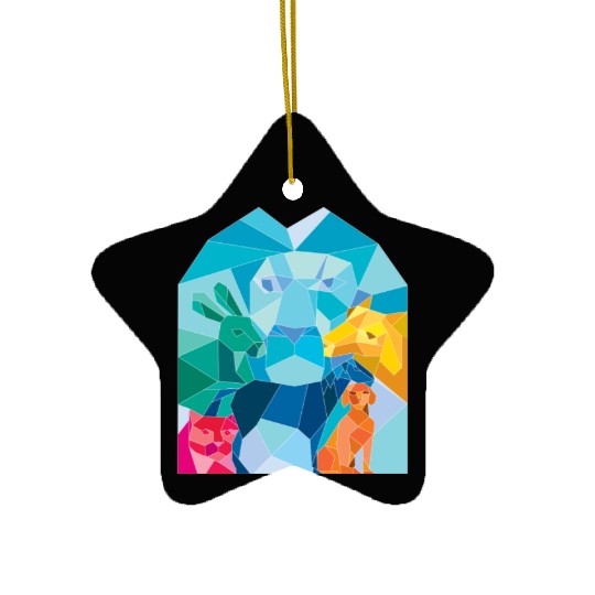 Lion Rabbit Cat Horse Dog Goat Low Polygon Ceramic Ornaments