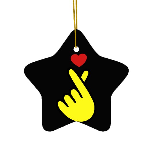 ♥I Love You-Cute Korean Finger Heart Sign♥ Ceramic Ornaments