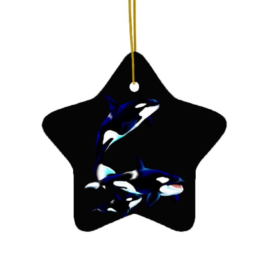 Orca Family Ceramic Ornaments