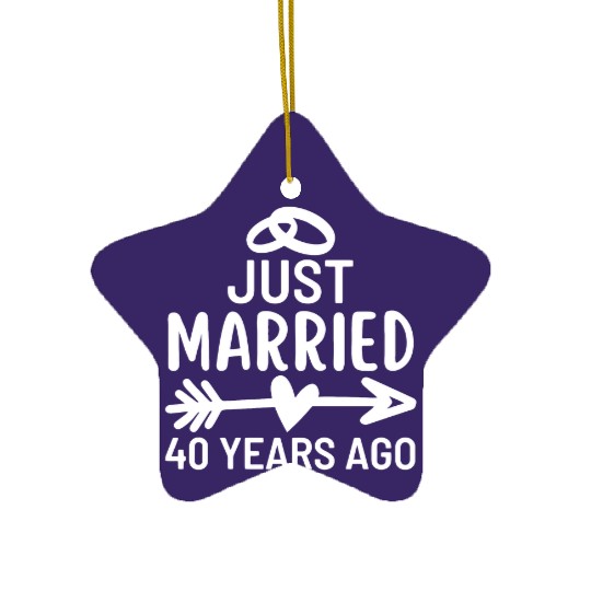Just Married 40 Years Ago Wedding Anniversary Ceramic Ornaments
