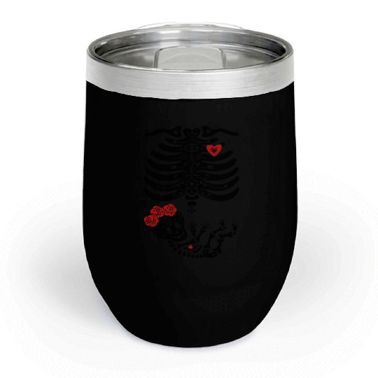 Maternity Sugar Skull Girl - Frida Chill Wine Tumblers