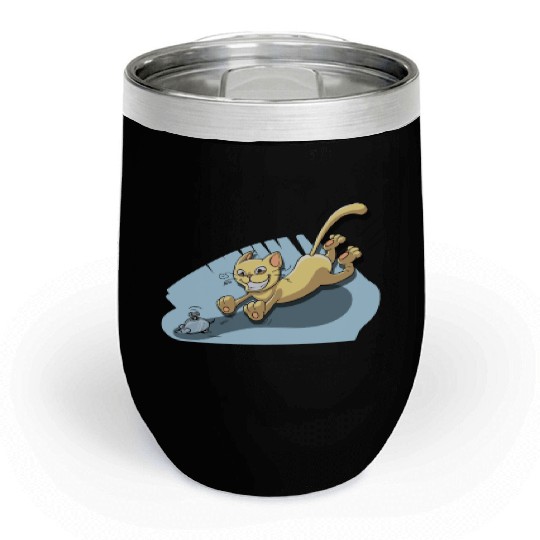 Cat Running After Rat - Tom and Jerry Illustration Chill Wine Tumblers