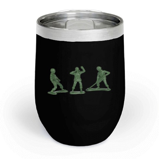 3 GREEN ARMY MEN Chill Wine Tumblers