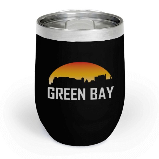 Green Bay Wisconsin Sunset Skyline Chill Wine Tumblers