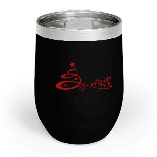Abstract christmas tree with stars and gifts. Chill Wine Tumblers