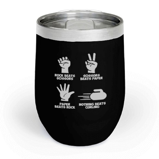 Curling Rock Paper Nothing Beats Chill Wine Tumblers