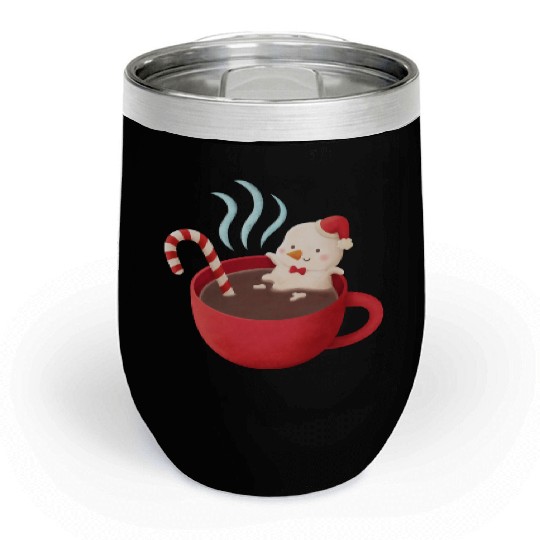 Cute Snowman in Hot Cocoa Chill Wine Tumblers