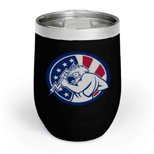 Zeus With Thunderbolt USA Flag Icon Chill Wine Tumblers
