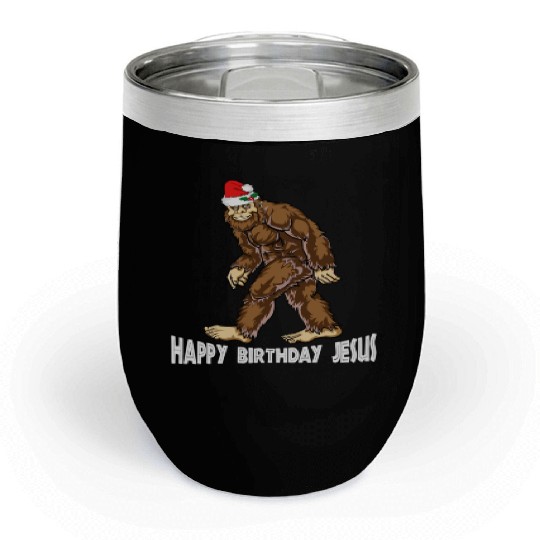 Bigfoot Christmas Chill Wine Tumblers Boys Kids Youth Women Men