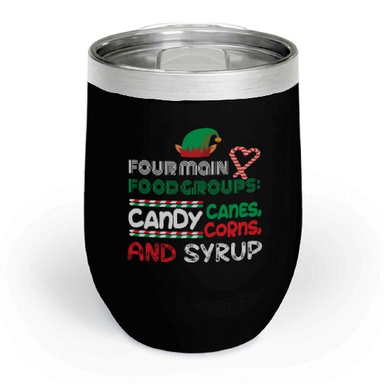 four main food groups candy candy funny elf saying Chill Wine Tumblers