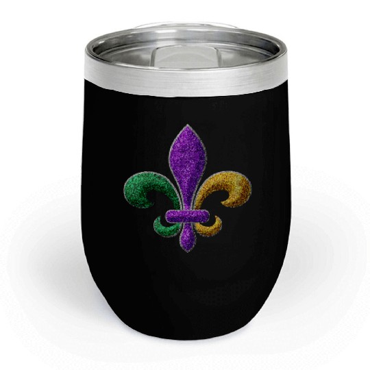 Mardi Gras New Orleans SaintsFleur De Lis Bling Chill Wine Tumblers