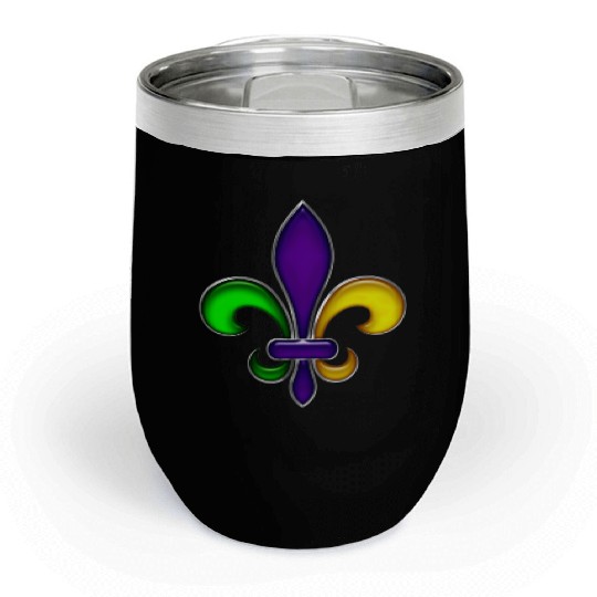 Fleur De Lis Mardi Gras Glossy Lily Chill Wine Tumblers
