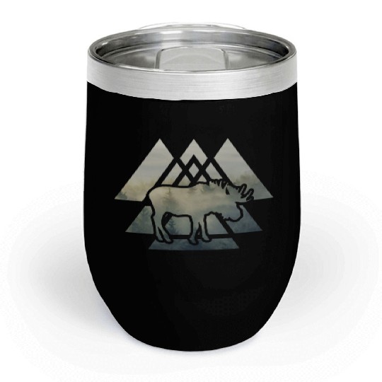 Elk Moose Silhouette Mountain Forest Chill Wine Tumblers