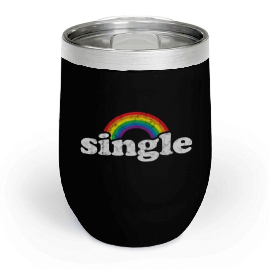 Single Gay Pride Retro Rainbow for Guys Lesbians Chill Wine Tumblers