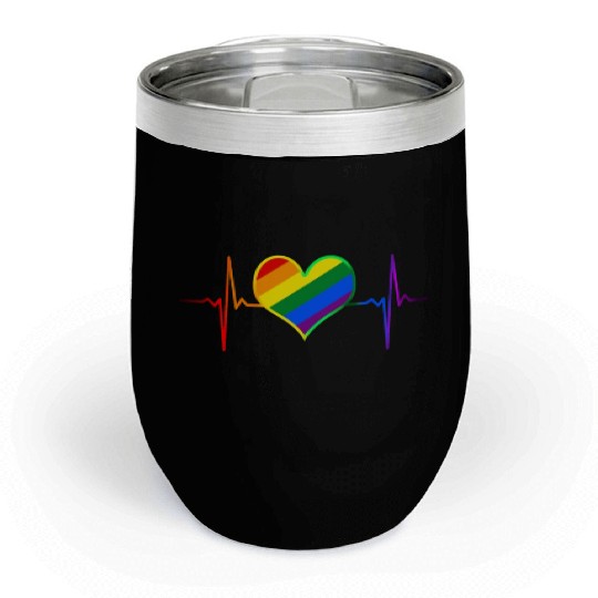 Pulse Heart Beat Pride LGBT Community Pride Month Chill Wine Tumblers