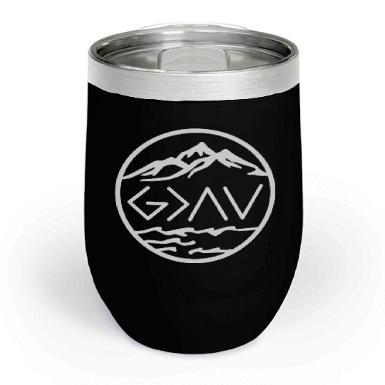 god is greater than highs and lows viking Chill Wine Tumblers