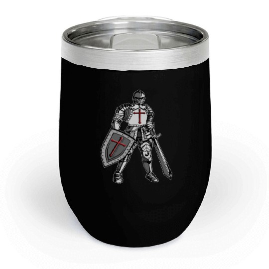 Knights Templar Crusader Cross Armor Chill Wine Tumblers