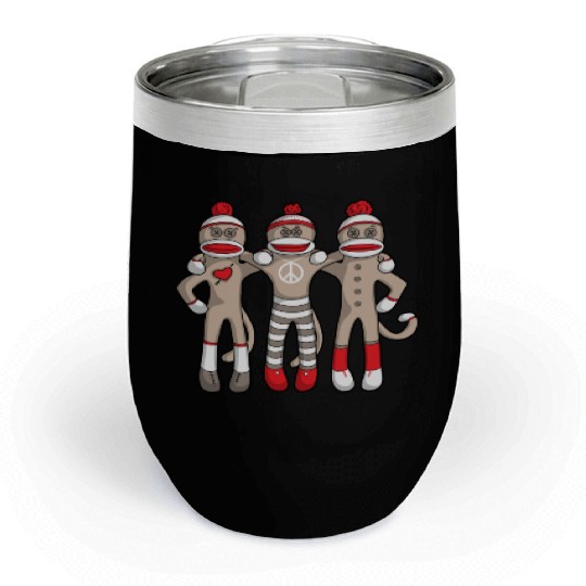 Sock Monkey Buddies Chill Wine Tumblers