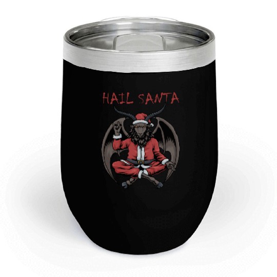 Christmas Hail Santa Satanism Goat Baphomet Satan Chill Wine Tumblers