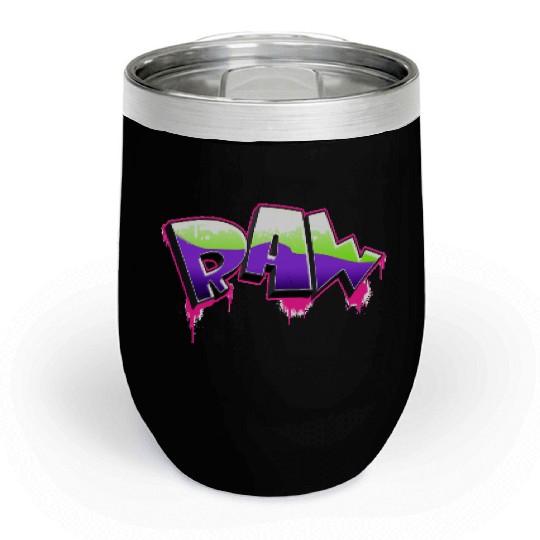Raw Graffiti Art UFO Green, Plastic Pink, Proton Chill Wine Tumblers