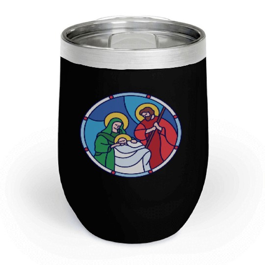 Josef Maria Jesus Jesus birth Bethlehem Christmas Chill Wine Tumblers