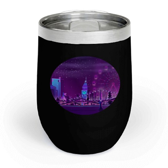 Synthwave Neon City: London Chill Wine Tumblers