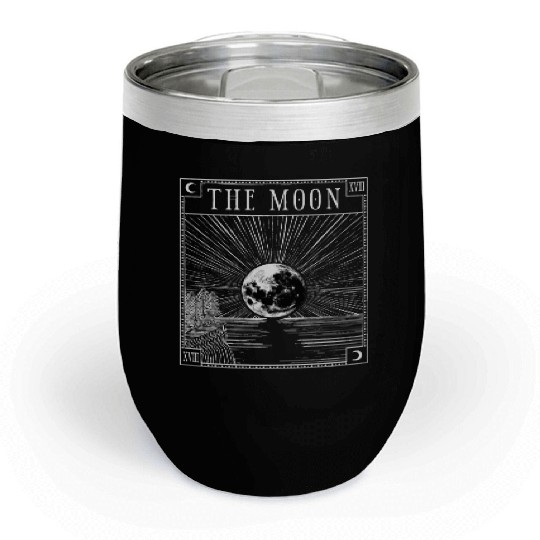 Moon Tarot Card XVIII Occult Witchcraft Gothic Chill Wine Tumblers