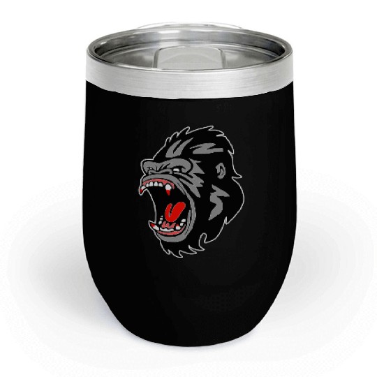 Gorilla Face Angry, Primate, Ape, Monkey Chill Wine Tumblers