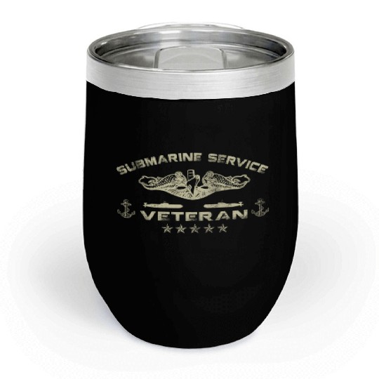 Vintage US Navy Submarine Service Veteran Chill Wine Tumblers