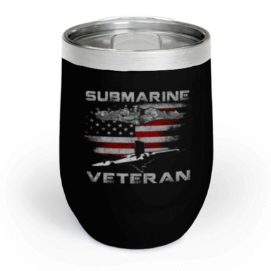 Vintage US Navy Submarine Service Veteran Chill Wine Tumblers