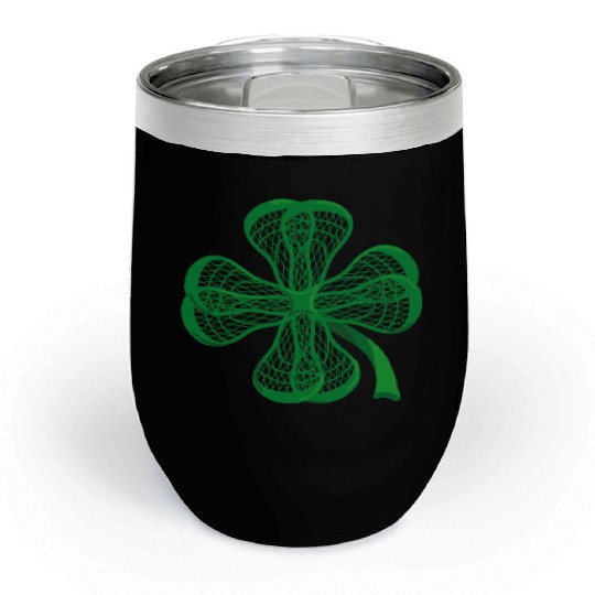 Lacrosse Sticks Shamrock clover irish lucky Lax T- Chill Wine Tumblers