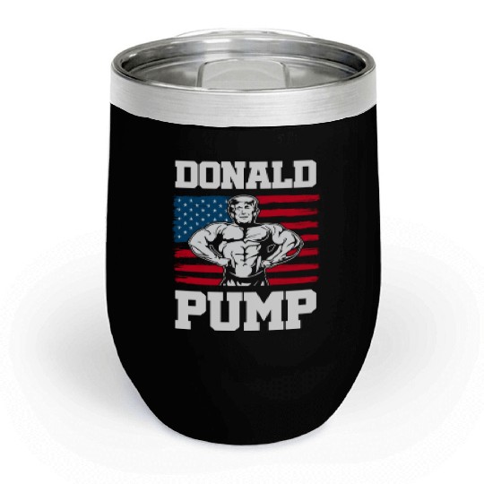 Donald Pump Trump Workout Patriotic Fitness Gym Fu Chill Wine Tumblers
